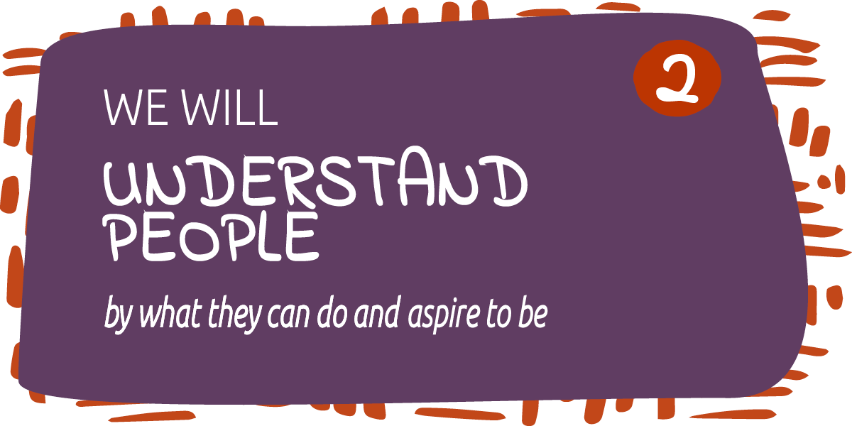 Advantaged Thinking - we will understand people by what they can do and aspire to be